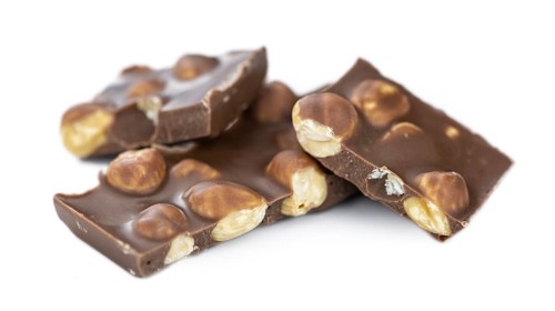 Hazelnut Chocolate as detailed close up shot (selective focus)