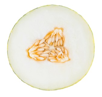 Portion of Futuro Melons (as close-up shot) isolated on white background