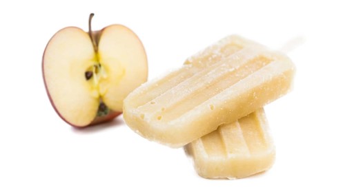 Fresh made Apple Popsicles (close-up shot) isolated on white background