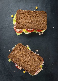 Fresh made Tuna sandwich with wholemeal bread (selective focus, close-up shot)