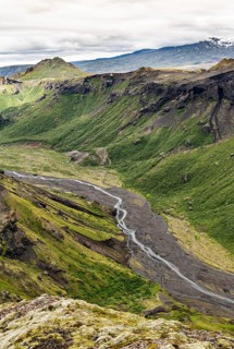 Breathtaking view from a hill next to Eyjafjallajokull Iceland in summer