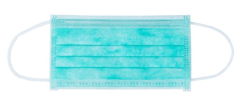 Surgical face mask isolated on white background (close-up shot)