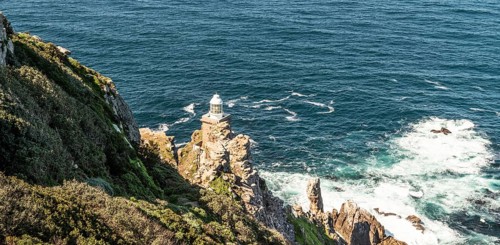 Old lighthouse at Cape Point South Africa during winter season