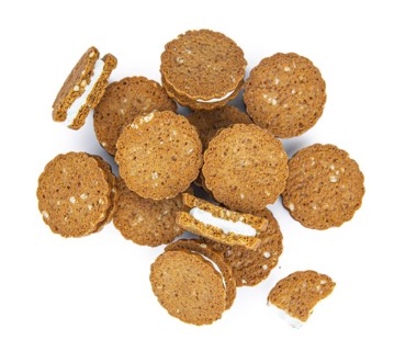 Hazelnut Cream Cookies isolated on white background (close up shot)