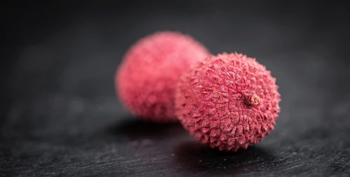 Portion of fresh Lychees (close-up shot, selective focus)