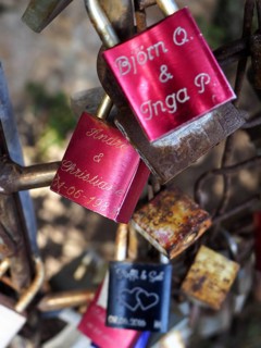 Padlock with love message from couples