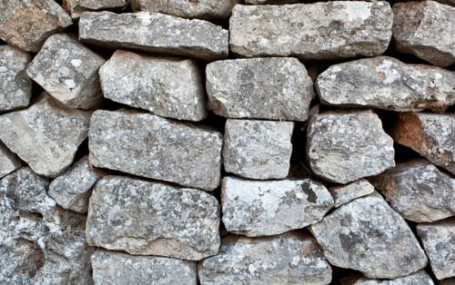 Close up of Stone wall of a Trullo in Alberobello