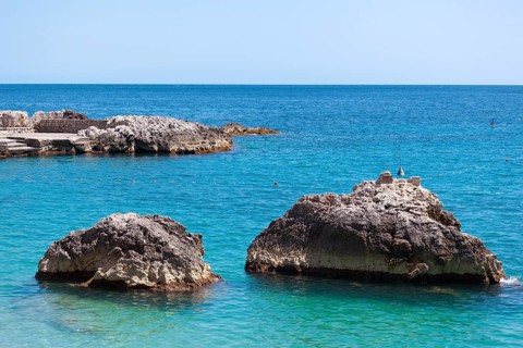 View of Marina Piccola, Island of Capri, Campania, Italy, Europe