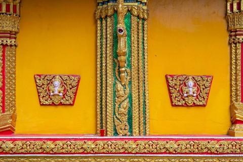 Architectural detail, Wat Si Muang temple, Vientiane, Laos, Asia