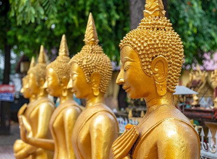 Buddha statues, Wat Si Muang, Vientiane, Laos, Asia