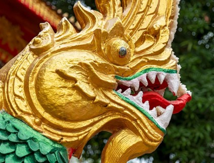 Naga head, Wat Si Muang, Vientiane, Laos, Asia