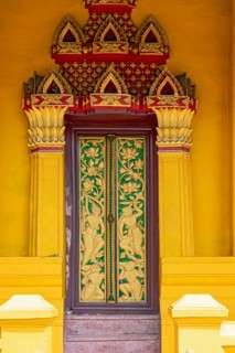 Ornate door, Wat Mixai, Vientiane, Laos, Asia