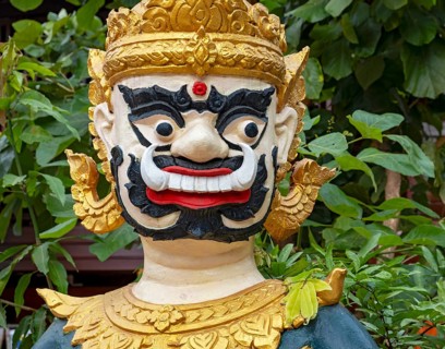 Guardian deity, Wat Si Muang, Vientiane, Laos, Asia