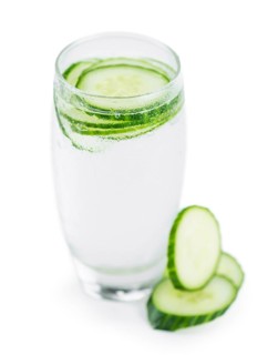 Cucumber Water isolated on white background, selective focus, close-up shot
