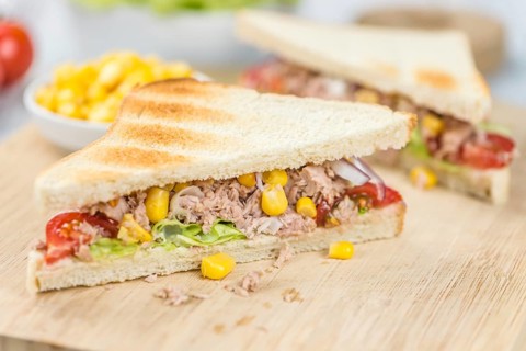 Fresh made Tuna Sandwiches (detailed close-up shot, selective focus)
