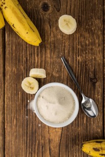 Banana Powder on a vintage background as detailed close-up shot, selective focus