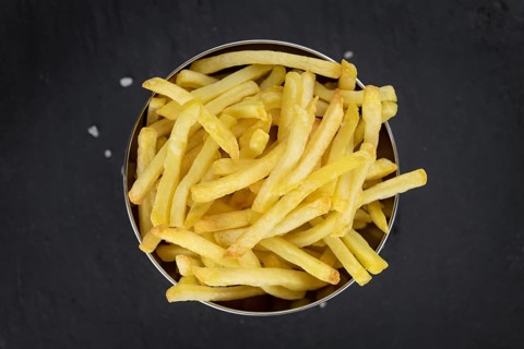 Portion of homemade French Fries (close-up shot, selective focus)