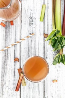Portion of fresh made Rhubarb Juice (close up shot, selective focus)