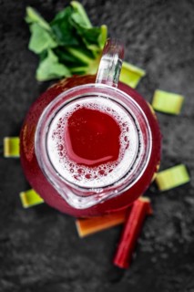 Portion of fresh made Rhubarb Spritzer (close up, selective focus)