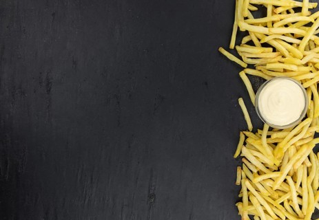 Portion of homemade French Fries (close-up shot, selective focus)