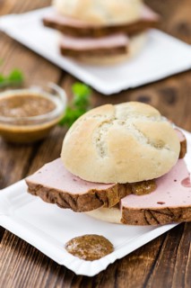 Homemade Meat Loaf on vintage background (selective focus, close-up shot)