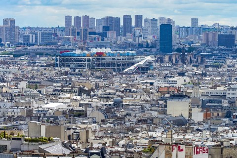 View of Paris from the Sacré-Cur de Montmartre Basilica, Montmartre, Paris, ÃŽle-de-France, France,