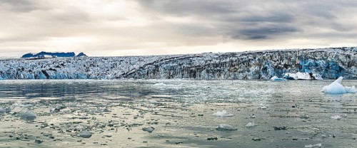 Jokulsarlon Glacier Lagoon in the eastern part of Iceland during a cloudy day