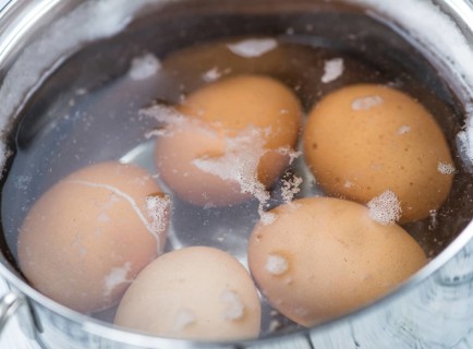 Some bolied Eggs (selective focus) as detailed close-up shot