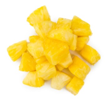 Sliced Pineapple isolated on white background, selective focus, close-up shot