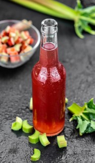 Homemade Rhubarb Spritzer as detailed close up shot (selective focus)
