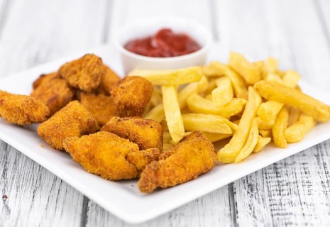 Chicken Nuggets as detailed close-up shot (selective focus)