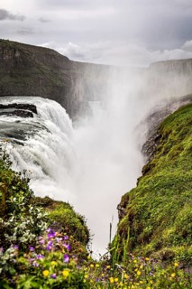 Gullfoss waterfall in Iceland along the golden circle at a summer day
