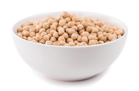 Chickpeas isolated on white background, selective focus, close-up shot