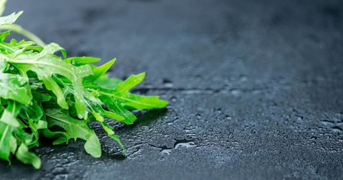 Portion of fresh Arugula (detailed close-up shot, selective focus)