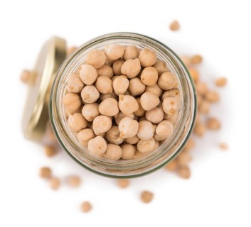 Chickpeas isolated on white background, selective focus, close-up shot
