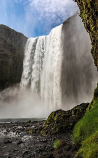Spectacular Skogafoss Waterfall in southern Iceland during a summer day