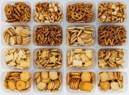Portion of mixed Snacks (detailed close up shot, selective focus)