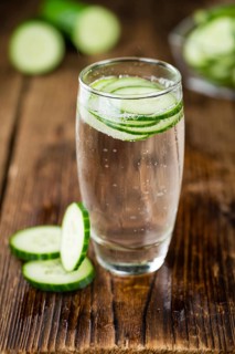 Homemade Cucumber Water on vintage background selective focus, close-up shot