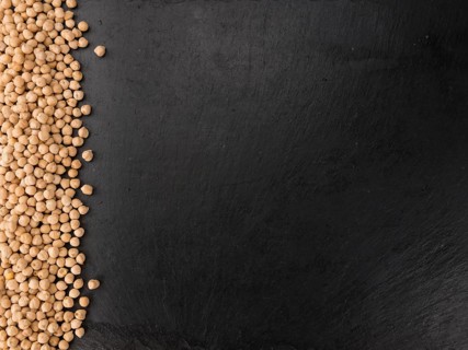 Portion of dried Chickpeas on a rustic slate slab, selective focus, close-up shot