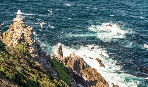 Old lighthouse at Cape Point South Africa during winter season