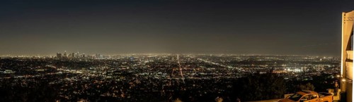 Sunset at Los Angeles, California, USA. View from Griffith Observatory