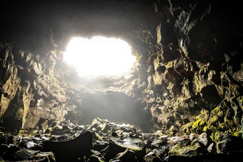 Old Icelandic Lava Tunnel as tourist attraction
