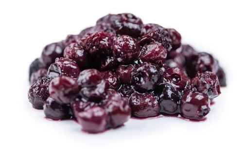 Portion of fresh made Preserved Blueberries isolated on white background