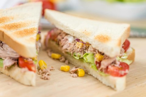 Fresh made Tuna Sandwiches (detailed close-up shot, selective focus)