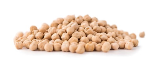 Chickpeas isolated on white background, selective focus, close-up shot