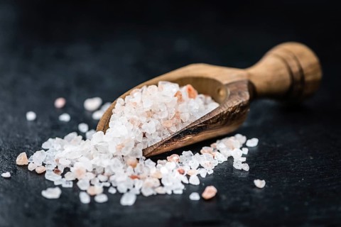 Some Pink Salt on a vintage slate slab (selective focus)