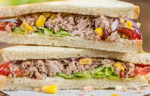 Fresh made Tuna Sandwiches (detailed close-up shot, selective focus)