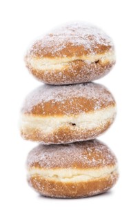 Portion of homemade Berliner Doughnuts (selective focus, close-up shot)