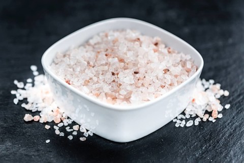 Some Pink Salt on a vintage slate slab (selective focus)