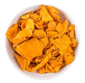 Sweet Potato Chips isolated on white background, selective focus, close-up shot